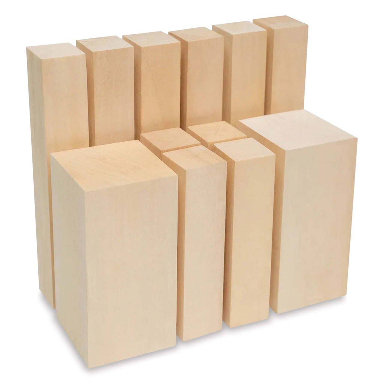 BeaverCraft Basswood Carving Block Set - Pkg of 12, Assorted Sizes